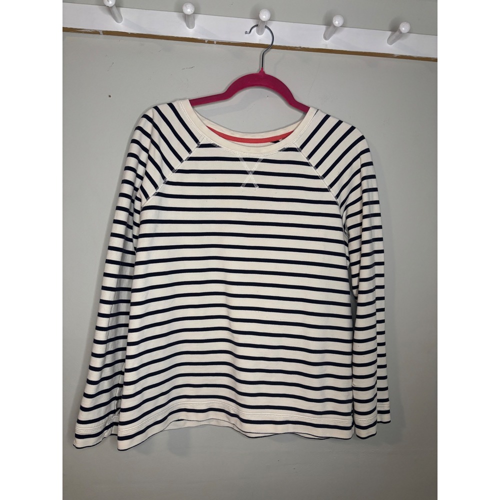 Boden Striped Raglan Sweatshirt Navy White Coastal Size 12 WL804